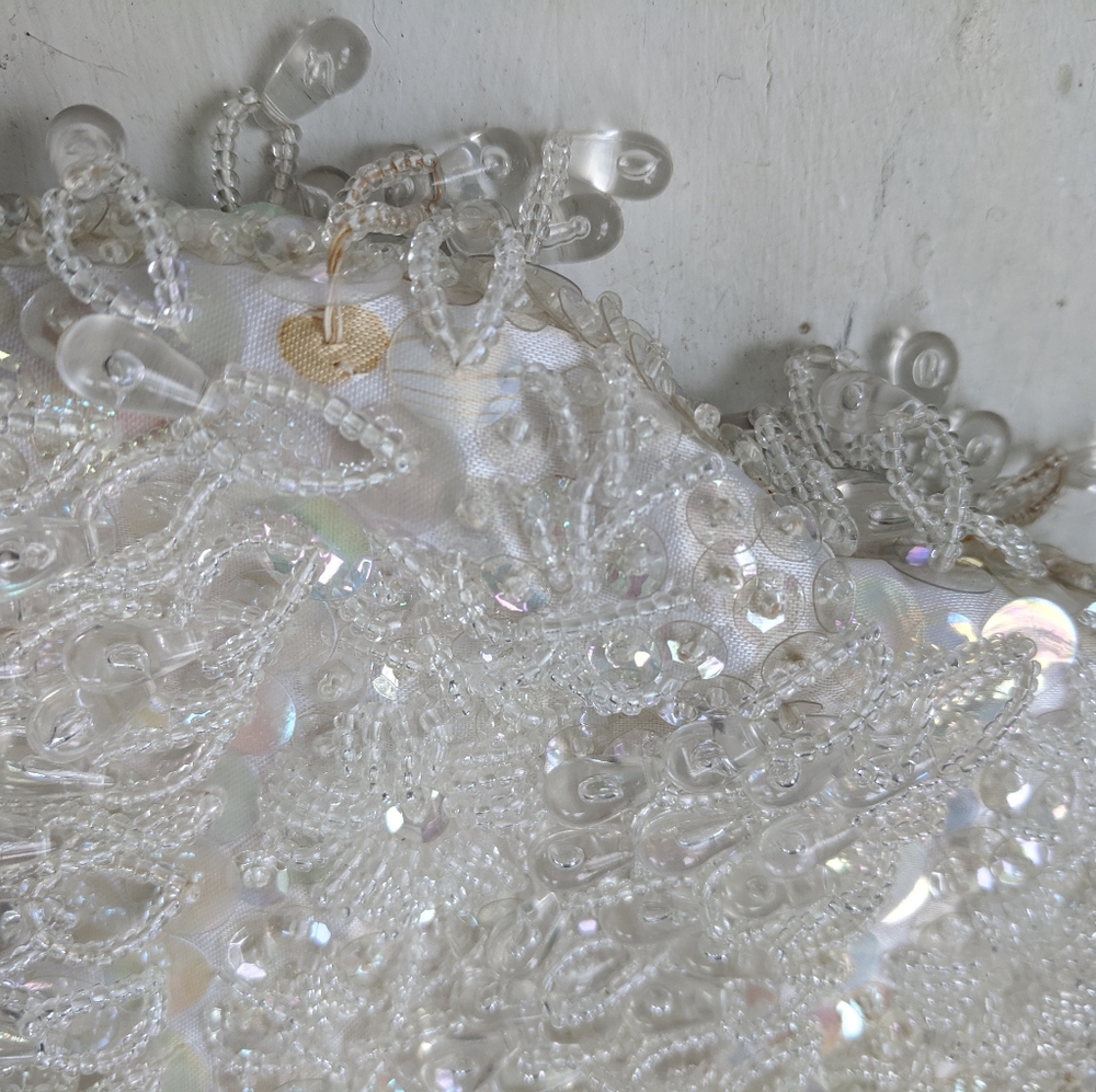 Vintage Fringe Beaded Purse Bag Party 60s Wedding Bridal - Picture 3 of 6